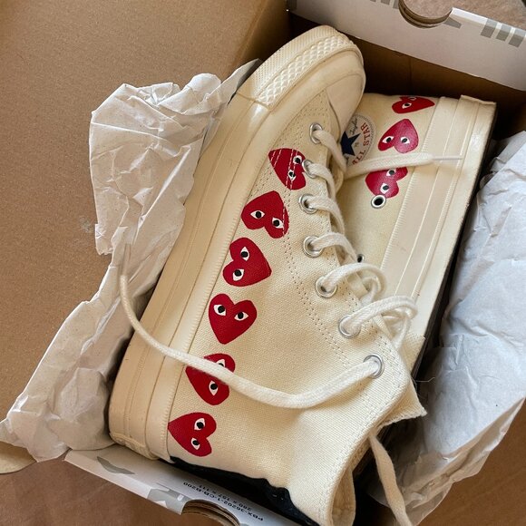 Comme des Garcons PLAY x Converse High-Top Sneakers Men's 6 / Woman's 8 - Picture 3 of 15
